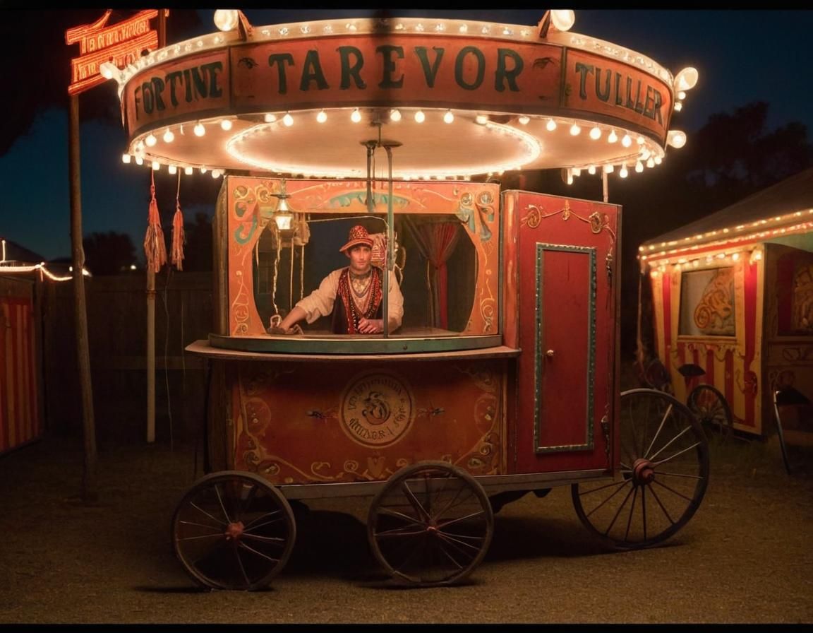 Mysterious Fortune Teller's Wagon at 1930s Carnival