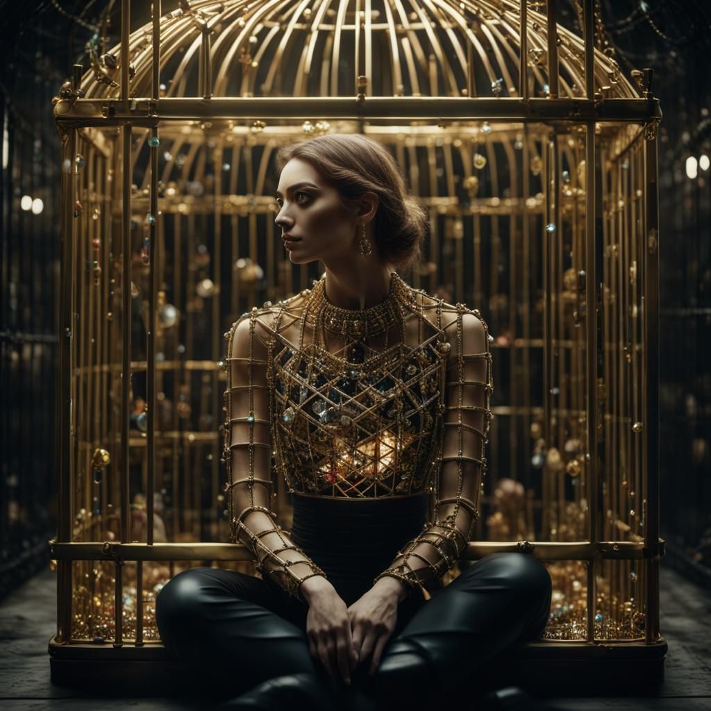 Girl in Golden Cage Digital Matte Painting