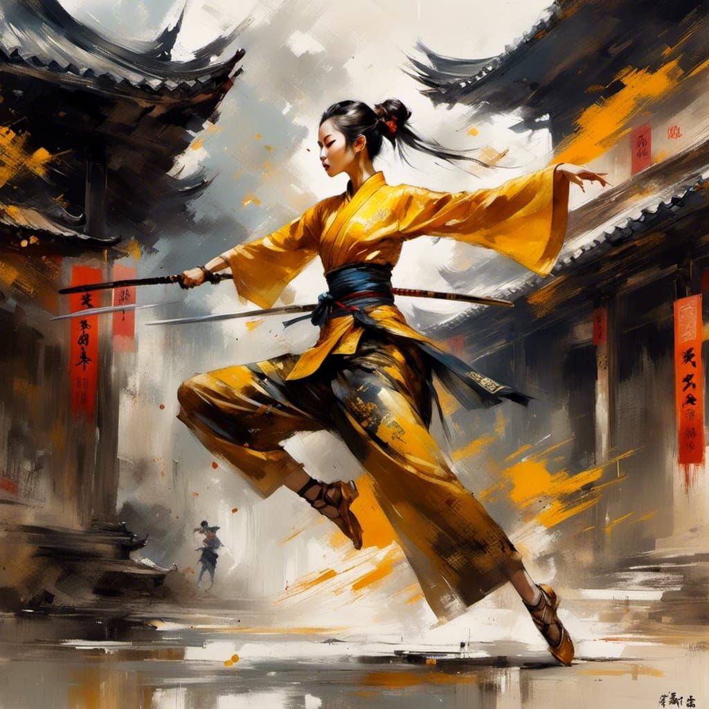 Shaolin Warrior in Old Chinese Village