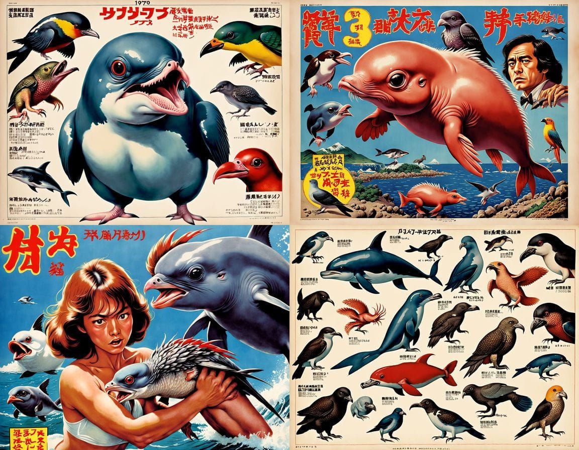 Mutant Creature Horror Movie Poster in Grotesque 1970s Style