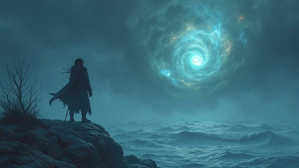 Ethereal Landscape Underneath a Starry Polar Sky