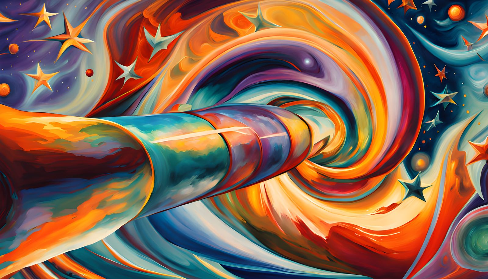 Cosmic Vortex in Vibrant Oil Painting Style