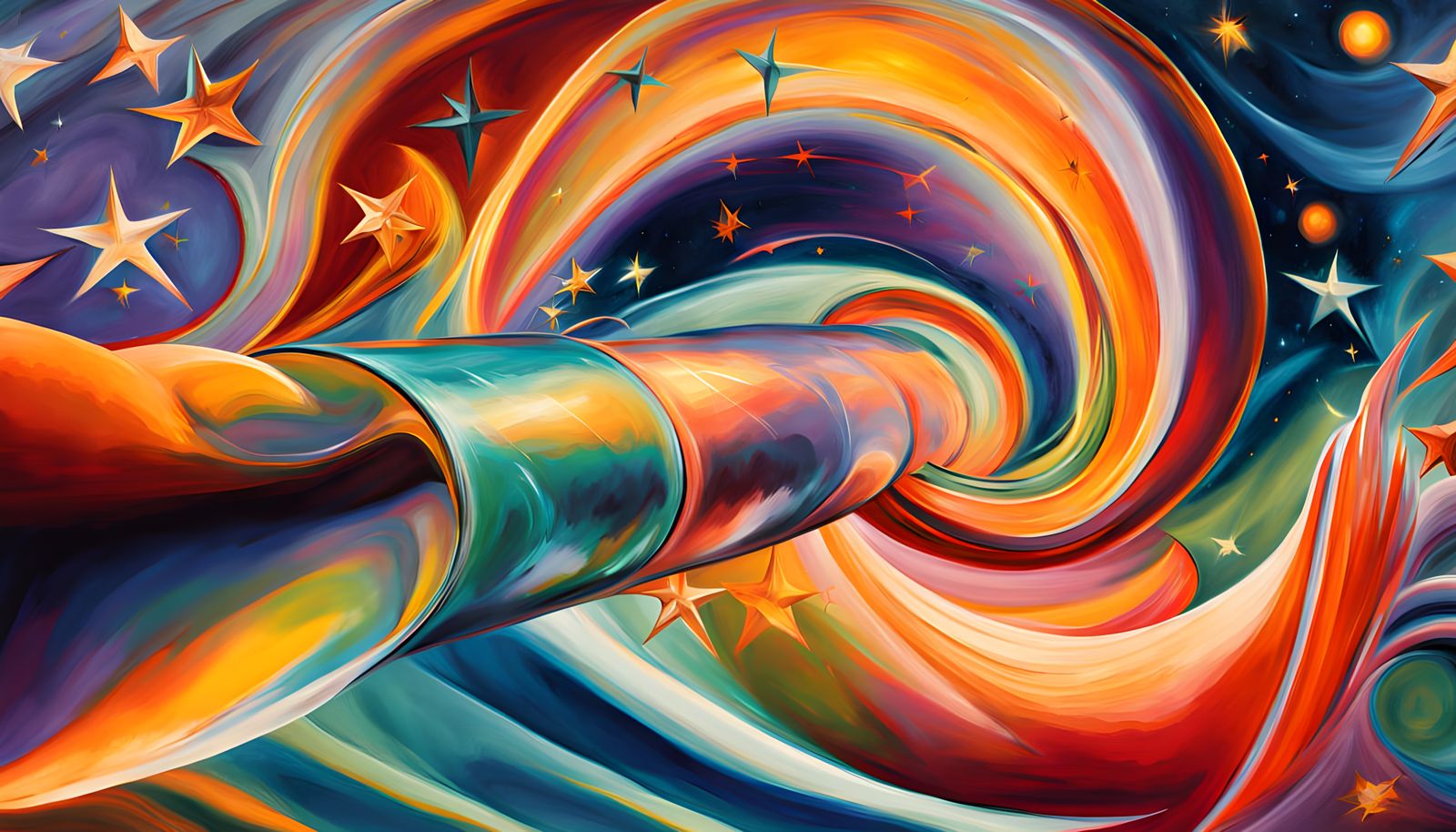 Cosmic Vortex in Vibrant Oil Painting Style