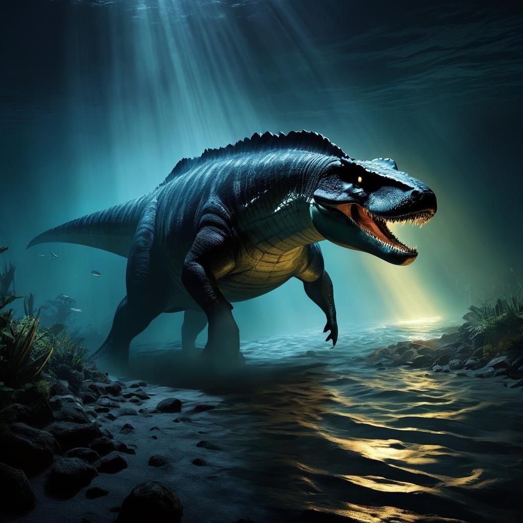 Nightmare Mosasaur Confrontation in Mariana Trench