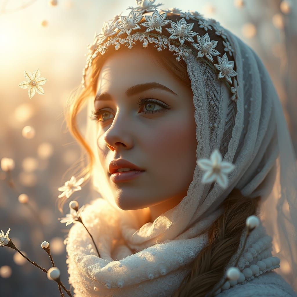 Ethereal Forest Goddess in Crystal Headdress