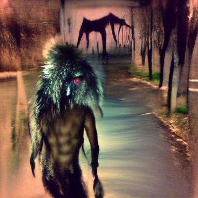 Eerie Skin Walker in Shadowy Landscape