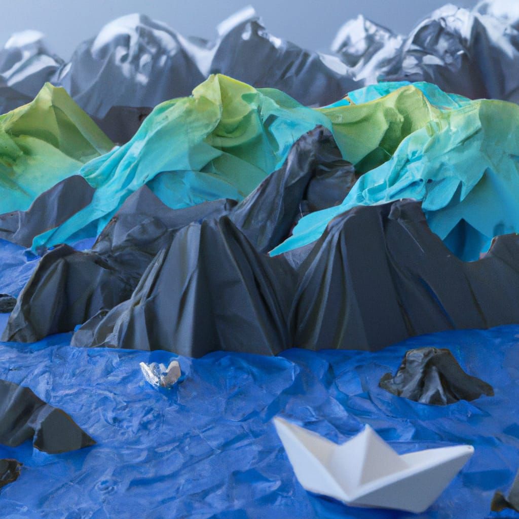 Beautiful Origami Landscape in Photorealistic Style