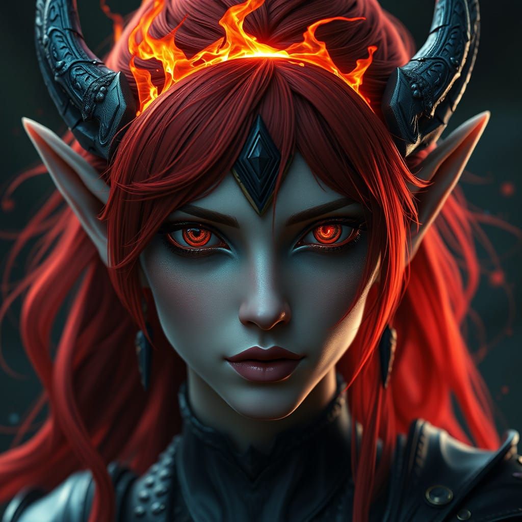Ethereal Dark Elf with Ring of Fire Eyes
