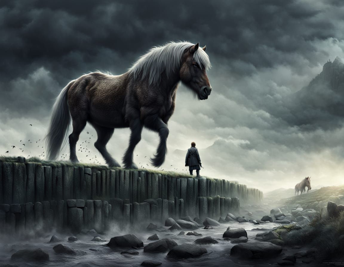 Epic Digital Painting of a Majestic Megafauna Horse