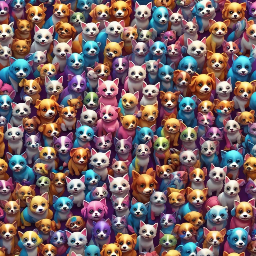 Adorable Puppies and Kittens in 3D Digital Art