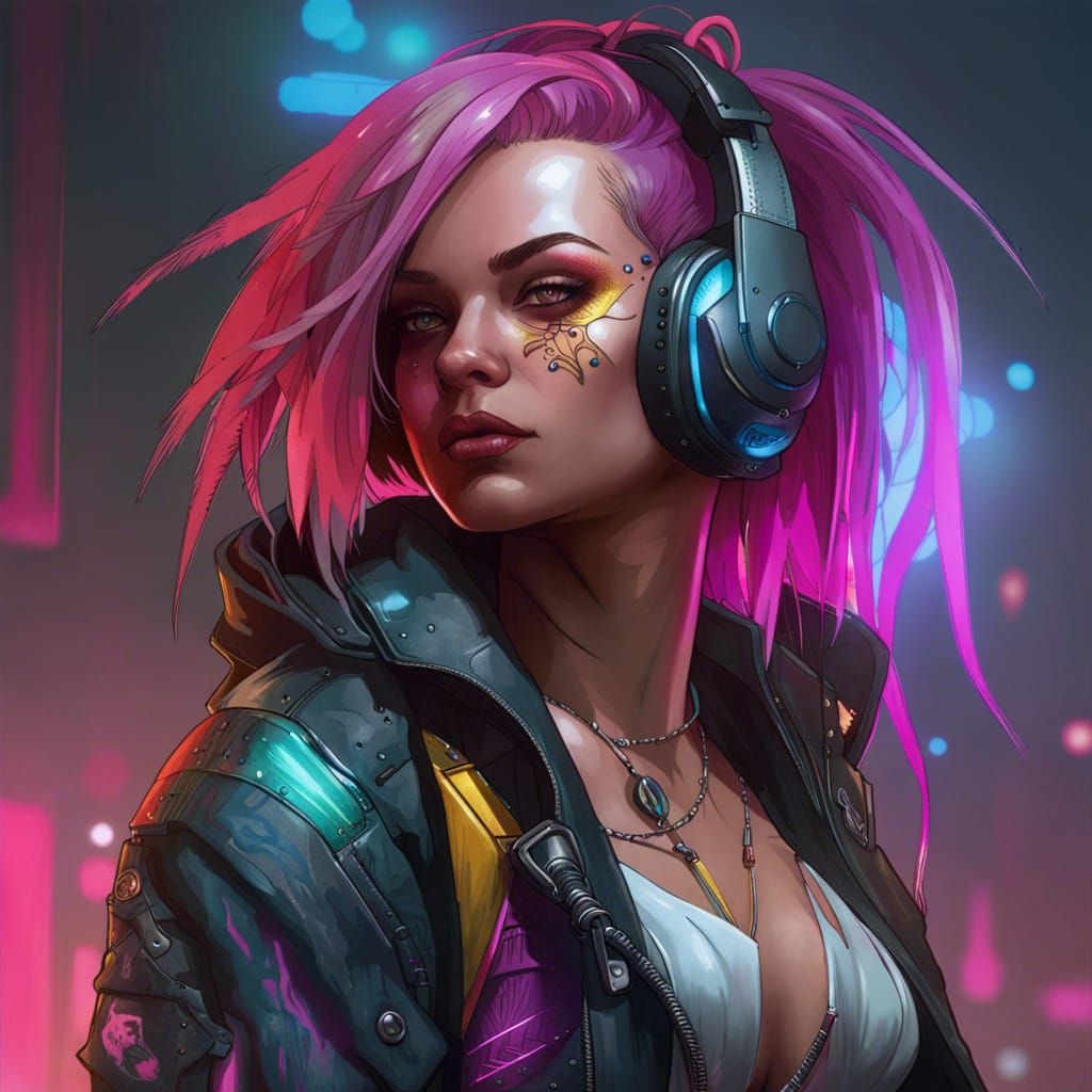 Cyberpunk Rocker Girl Portrait in 8K Resolution