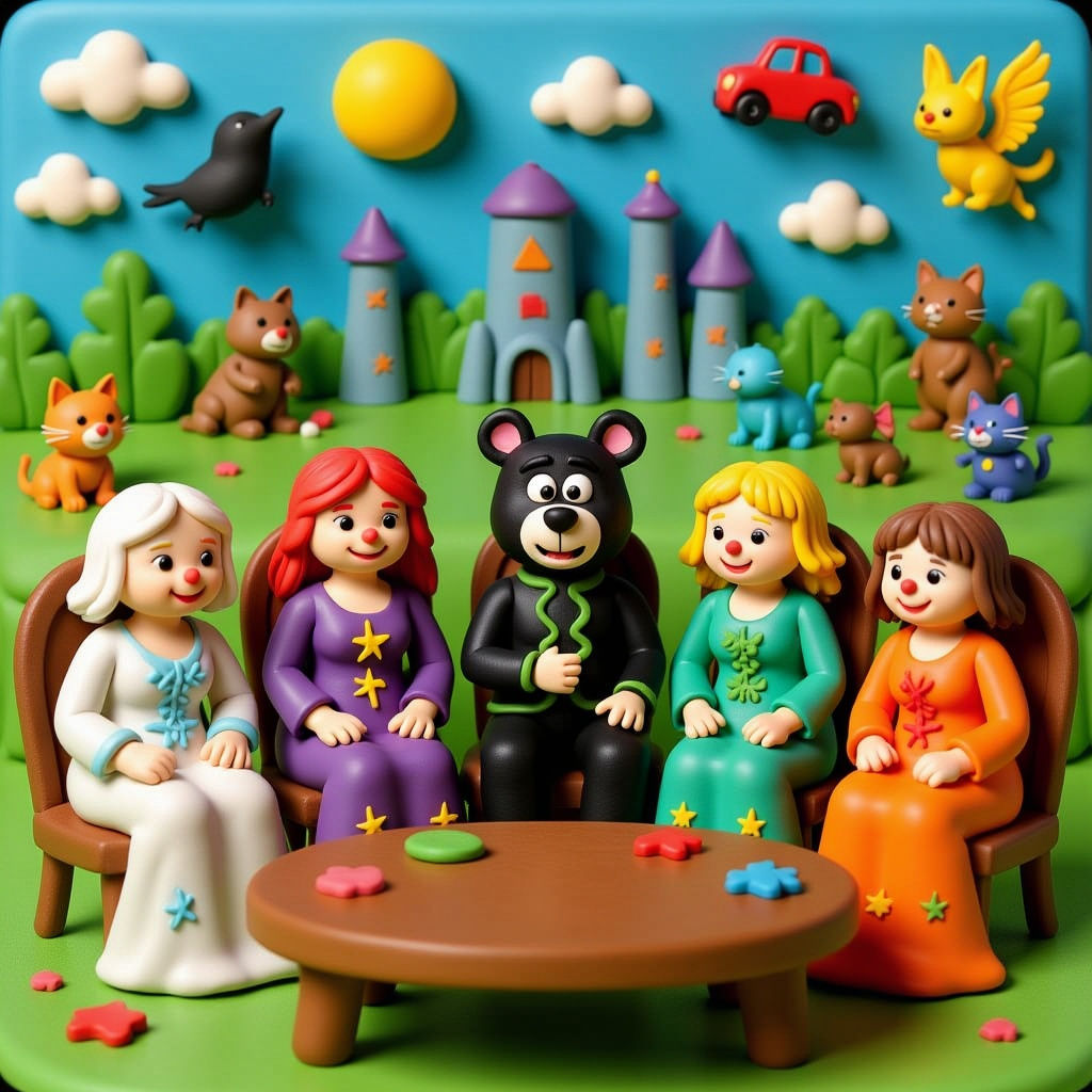 Playful Clay World with Whimsical Cartoon Scenes