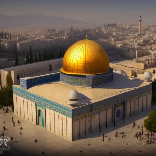 Detailed Painting of Masjid al-Aqsa in Fantasy Style