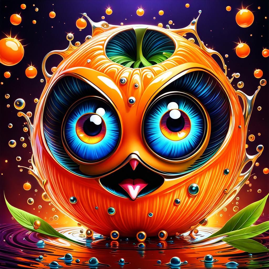 Cute Anthropomorphic Mandarin Wallpaper in Digital Art