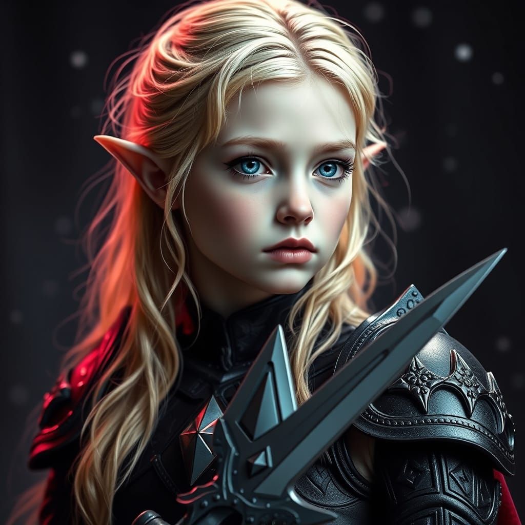 Elf Warrior Portrait in Dark Fantasy Style