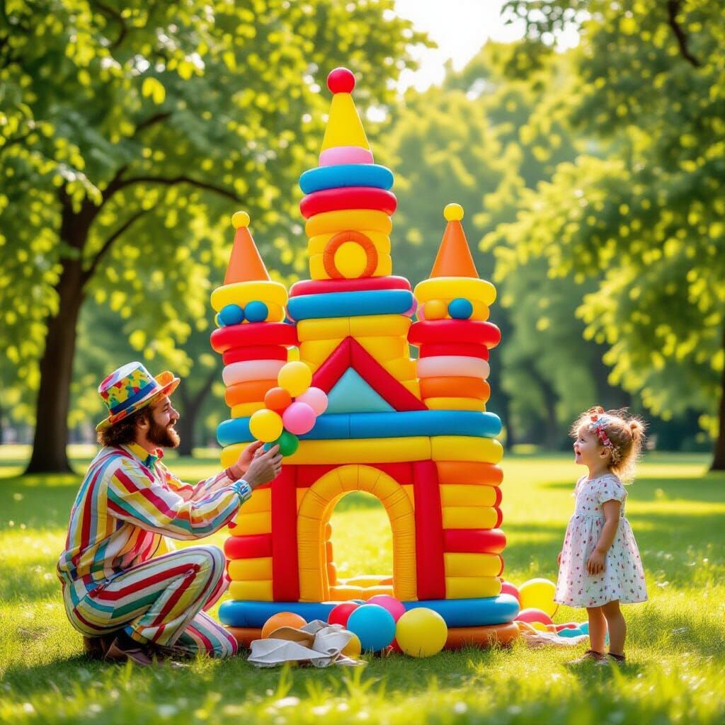 Elaborate Balloon Castle for Child in Park