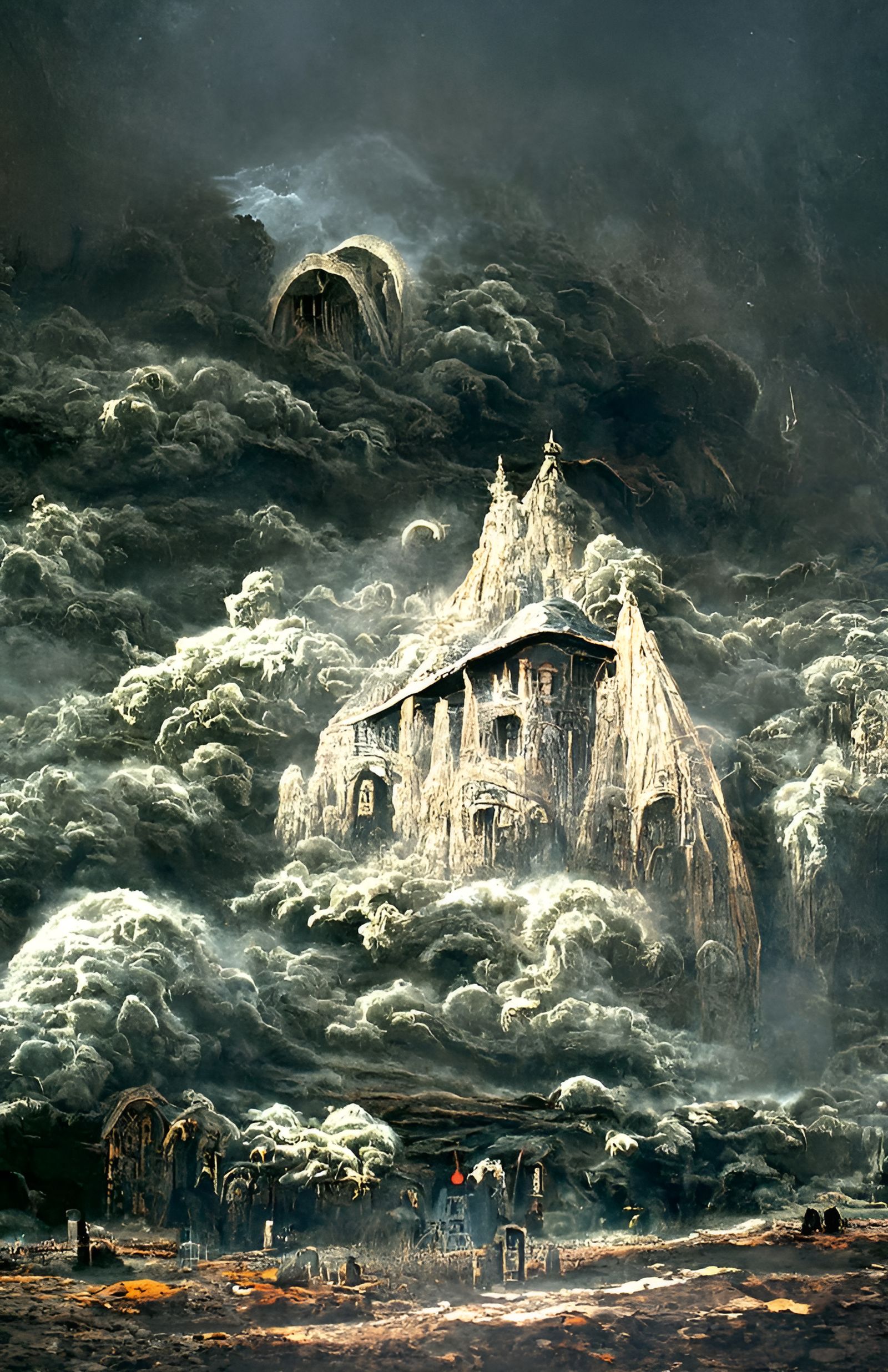 Sinister Pumpkins Rise in Autumn: Gothic Horror Art