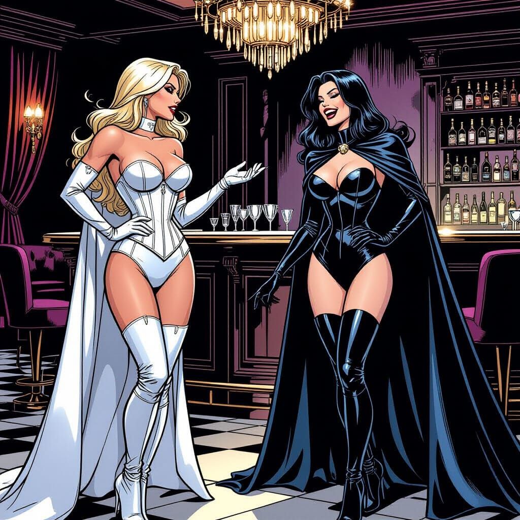 Emma Frost Confronts Selene in Dynamic Comic Art Style