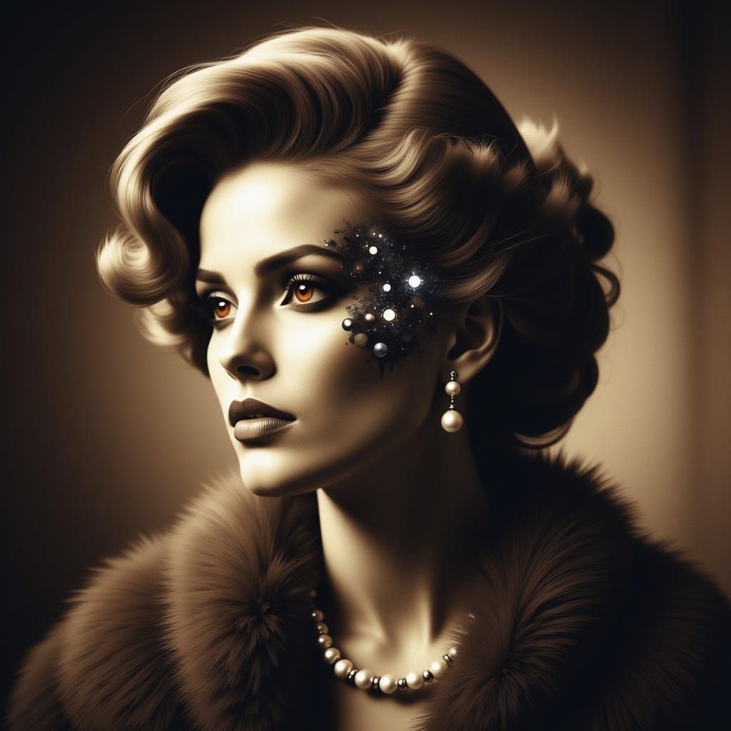 Glamorous Hollywood Starlet with Haunting Alien Twist