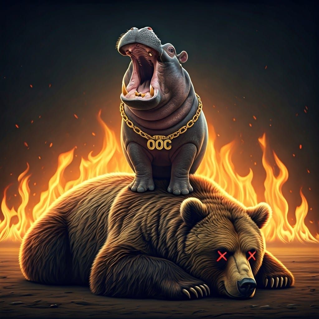 Hippo's Triumphant Roar in Gritty Realism