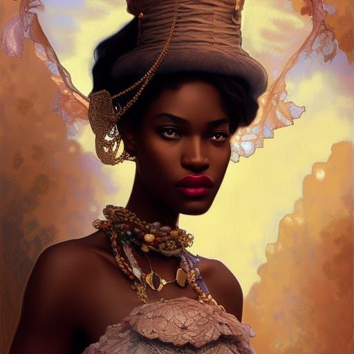 Elegant African Princess in Vintage Chanel Lace