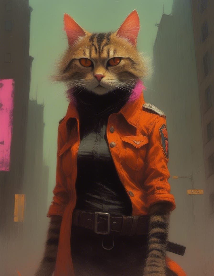 Night patrol with the Sheriff cat.