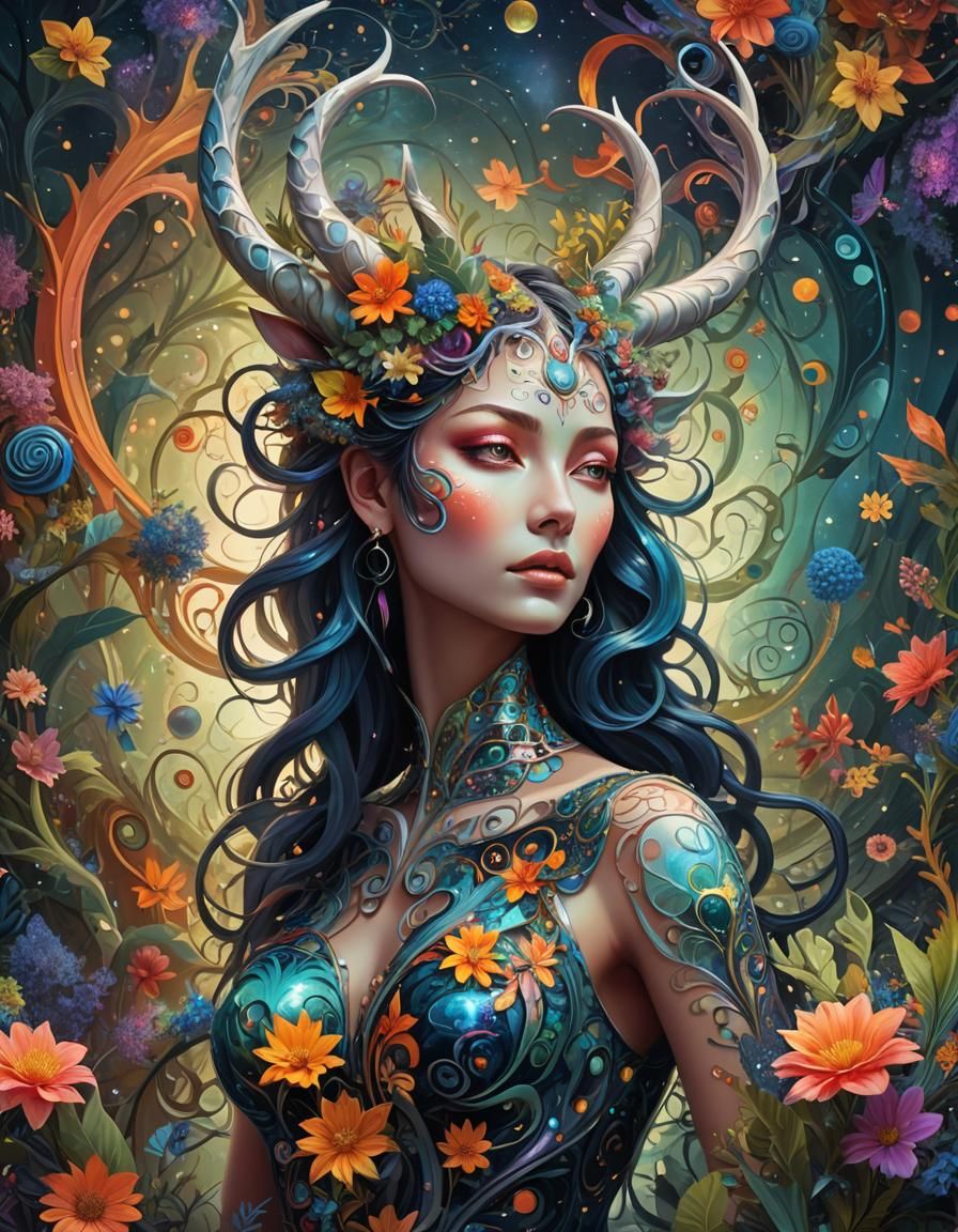 Mystical Surreal Female Figure in Fractal Art