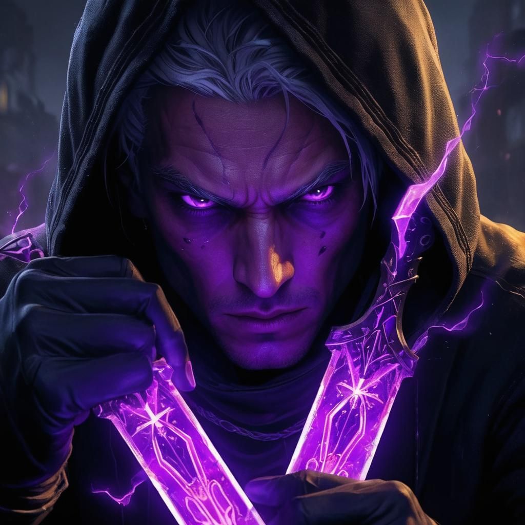 Dark Fantasy Rogue in Elegant, Moody Attire