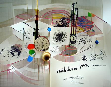 Surreal Clock Tower Pendulum in Colorful Inks