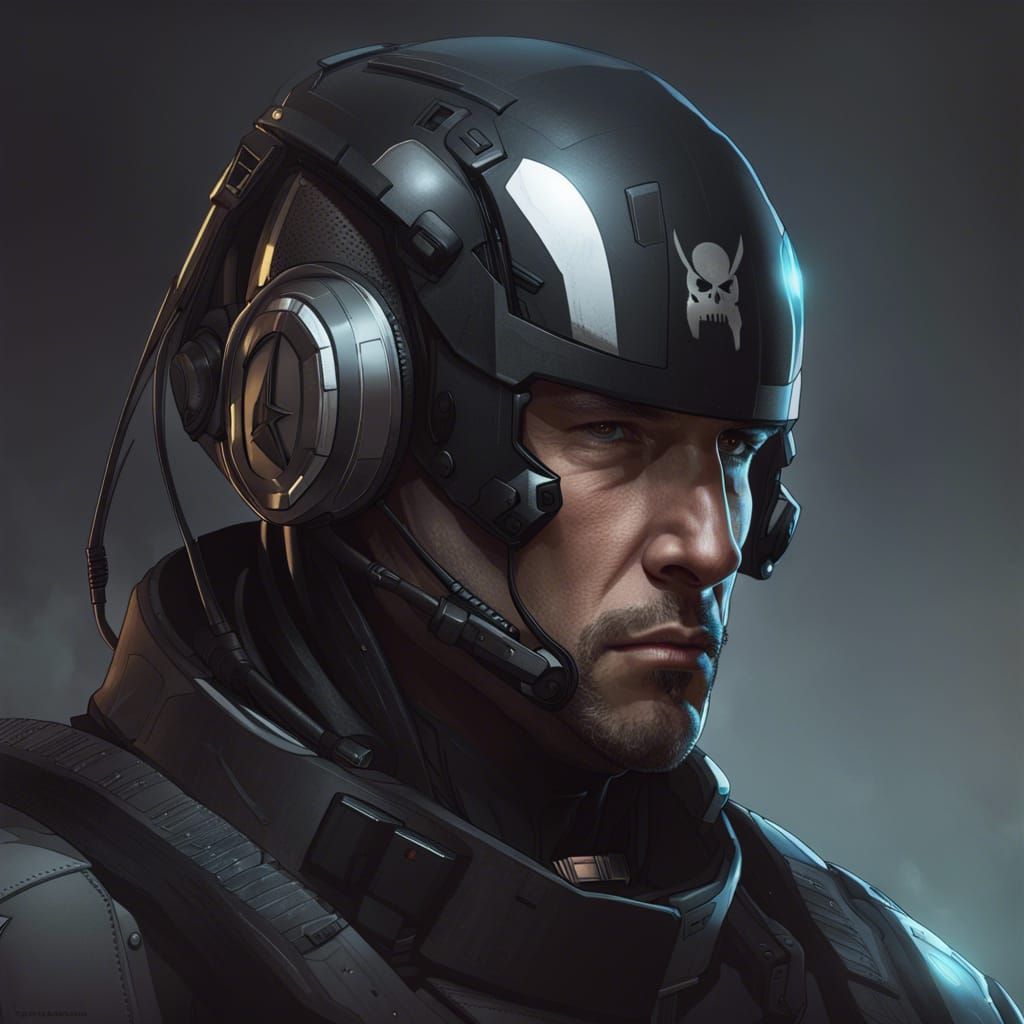 Cybernetic Pilot Portrait in Hyperdetailed Style