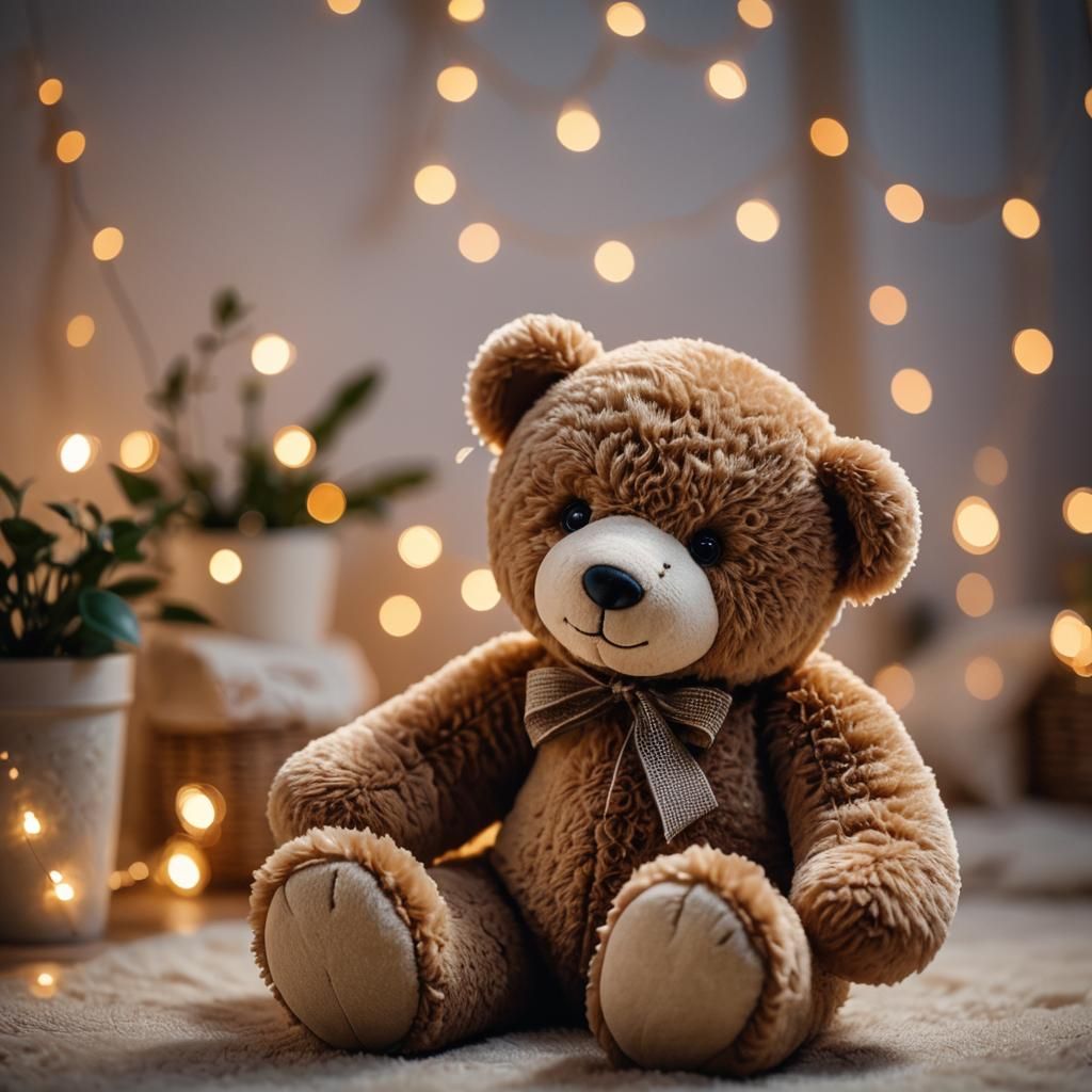Cozy Teddy Bear at Nightfall: Intimate Photography
