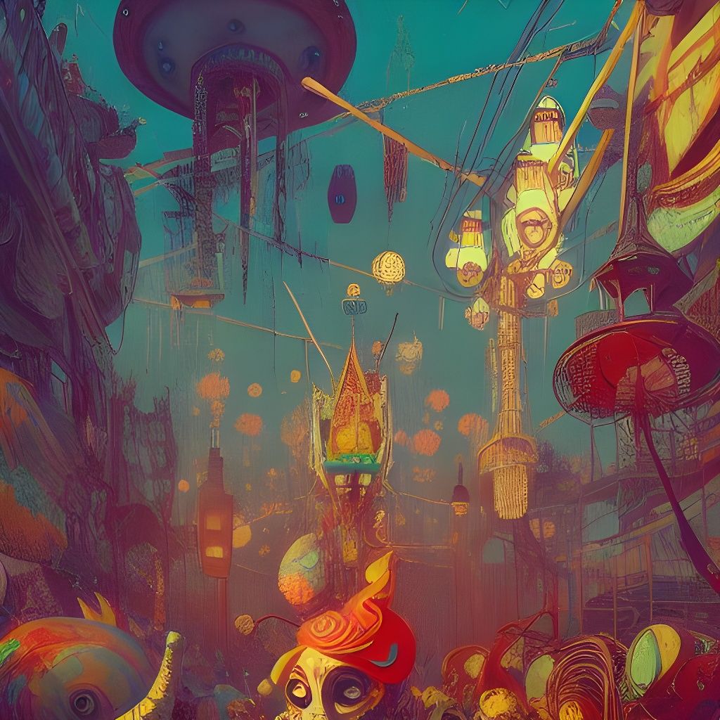 Detailed Carnival Scene in Fantasy Art Style