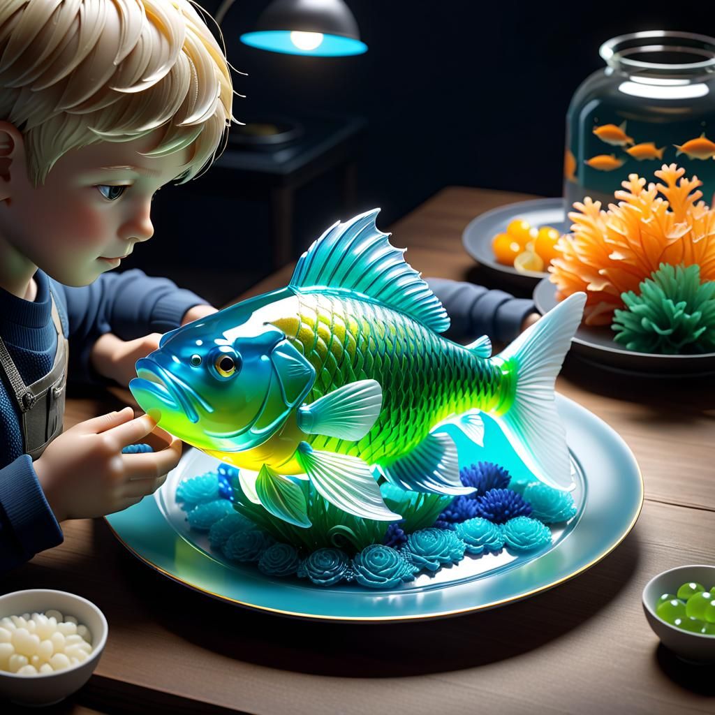 Boy Sculpts Gelatin Fish: Artstation Masterpiece