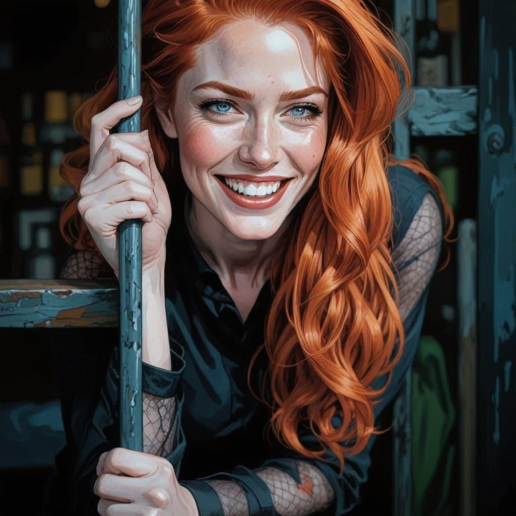 Vibrant Comic Book Art of a Smiling Woman in Dynamic Composi...