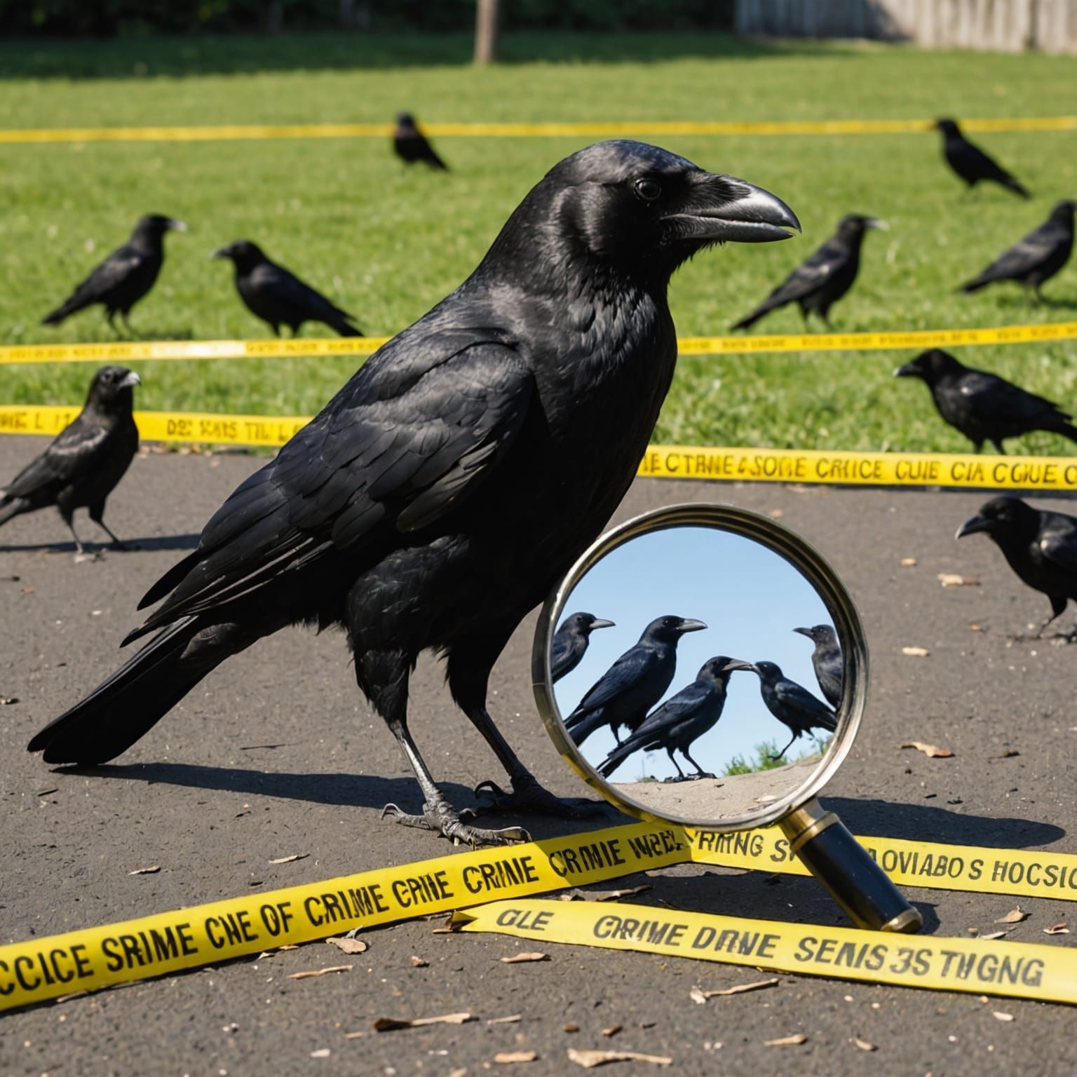 Crow Detective Investigates Crime Scene
