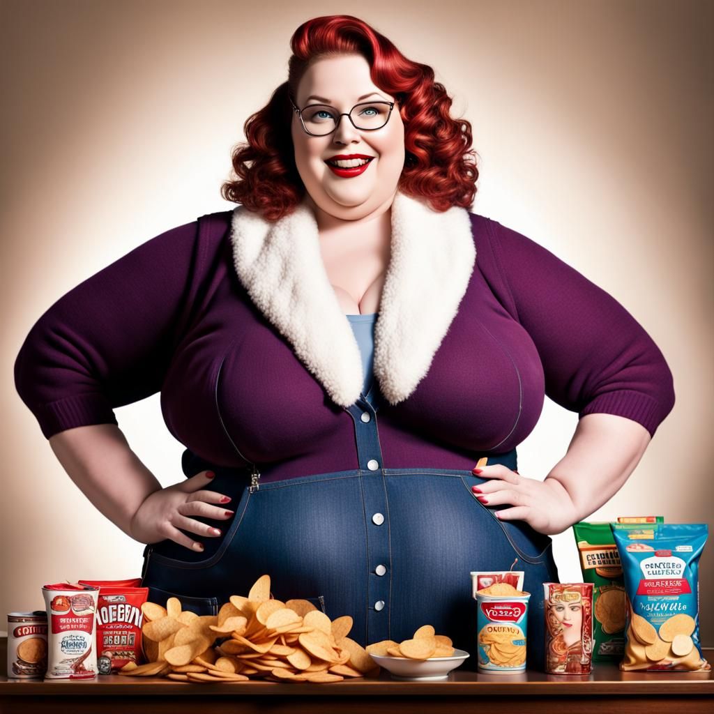 Plus-Size Model Promotes Chips in Detailed Digital Painting