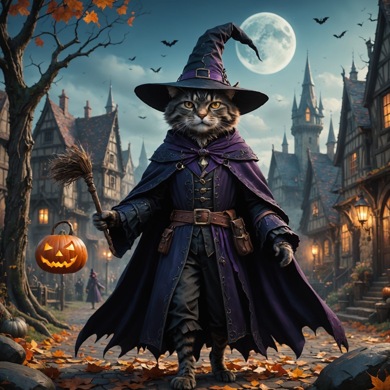 Half-Cat Witch: Detailed Fantasy Concept Art