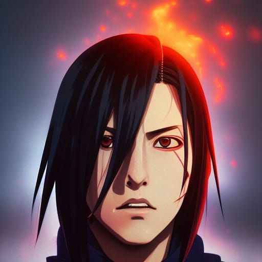 Itachi Uchiha Portrait in Hyperdetailed Style