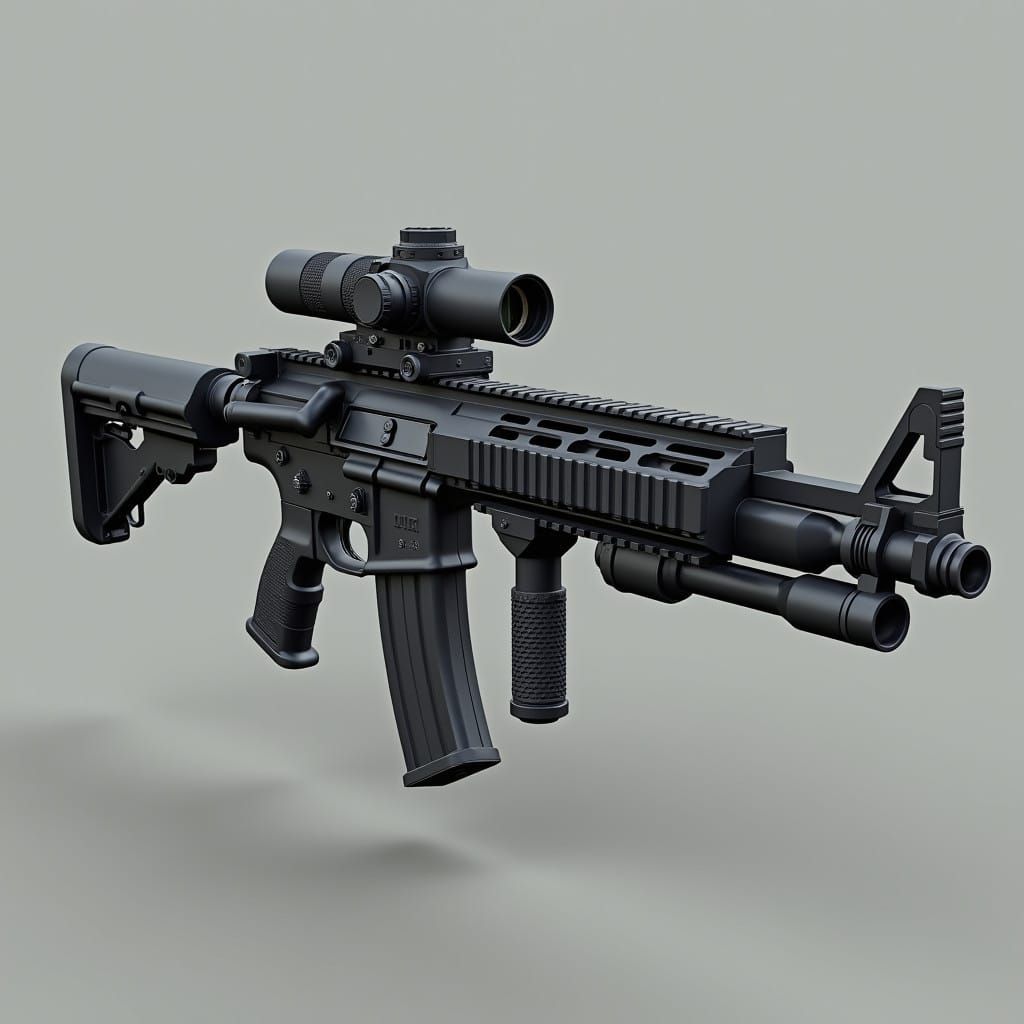 Photorealistic MK18 Mod 0 Rifle in Matte Black