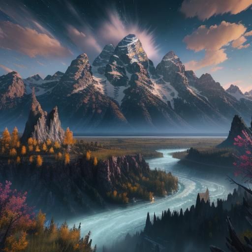 Grand Tetons: Detailed Matte Painting in Deep Color