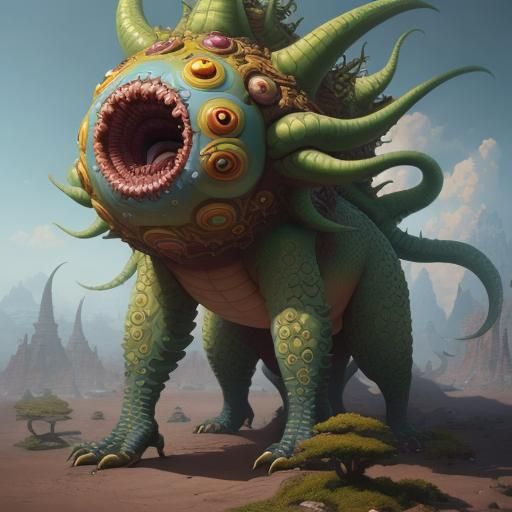 Hypersurreal Creature Concept Art in Psychedelic Style