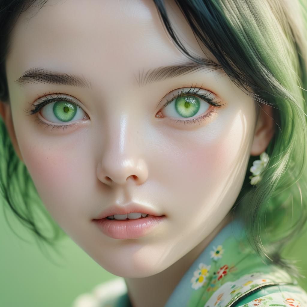 Woman with Green Eyes in Pop Art Style