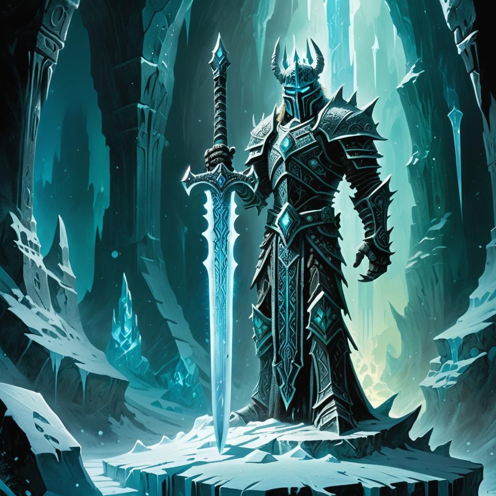Icy Broadsword in a Dark Fantasy Illustration