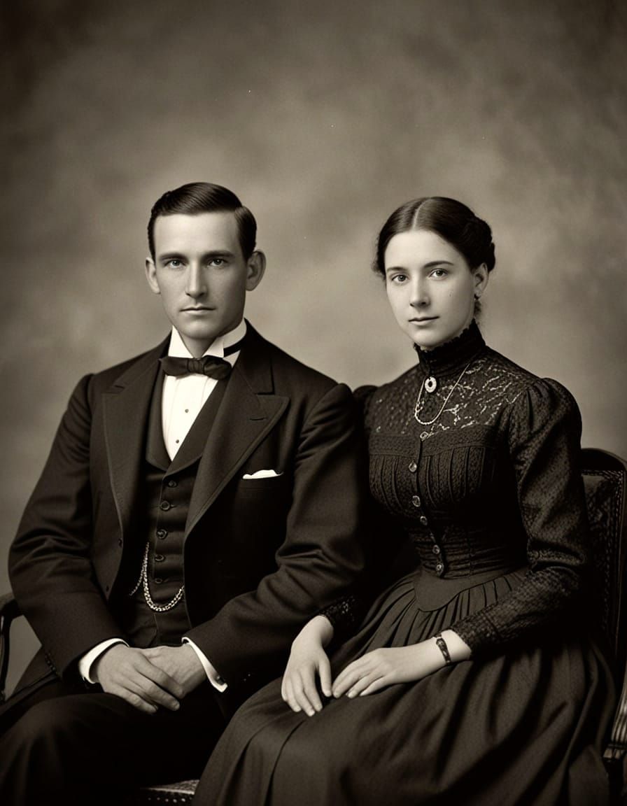 Vintage Portrait of a Couple in Antique Style
