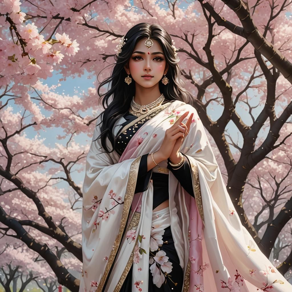 Indian Anime women with big Clivage, perfect face, full body...