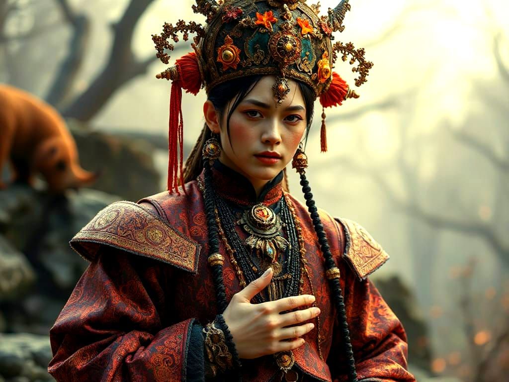 Mystical Folklore Character in John Bauer Style