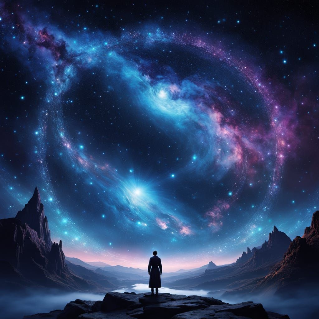 Majestic Zodiac Figure Shines in Cosmic Art