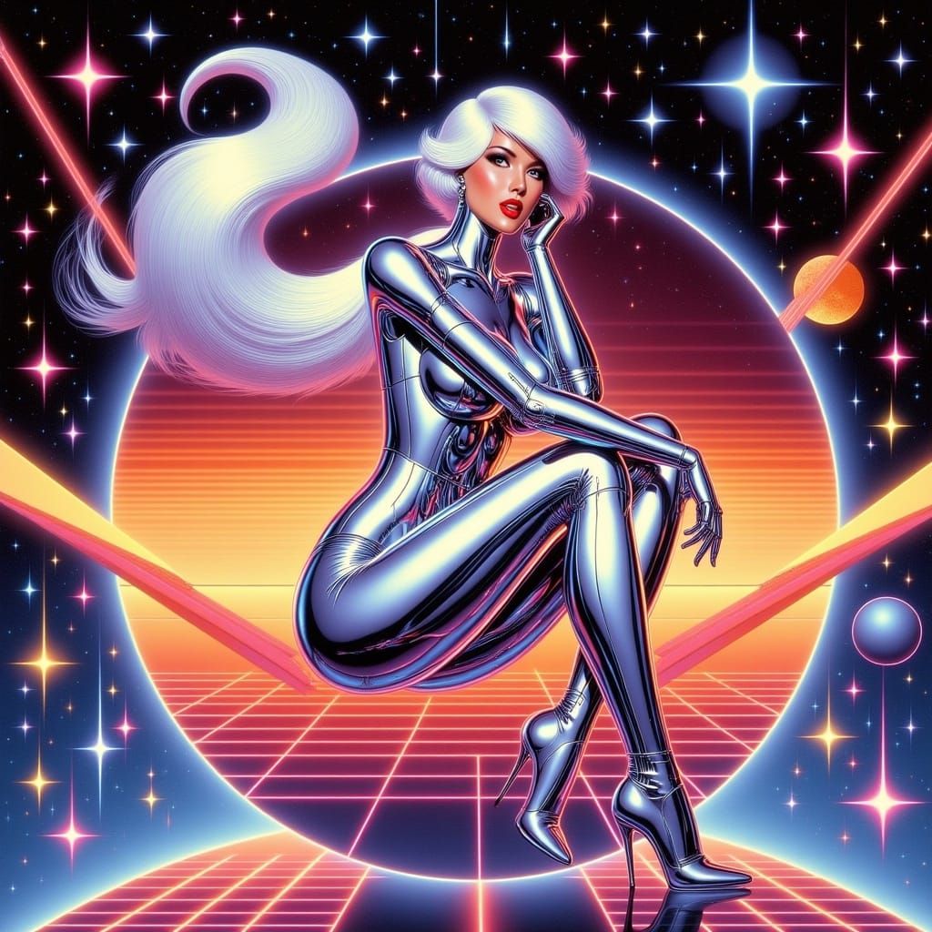 Cyberpunk Space Pilot in Sorayama Style