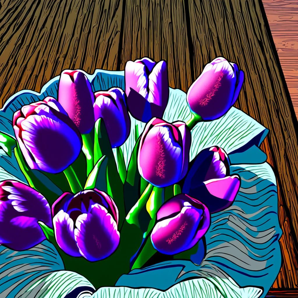 Tulips in Enchanted Glass Vase