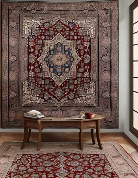 Detailed Persian Rug Hanging on Wall
